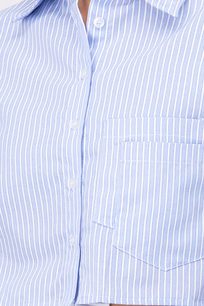 Camisa Crop Doble Bolsillo AZUL COMBO
