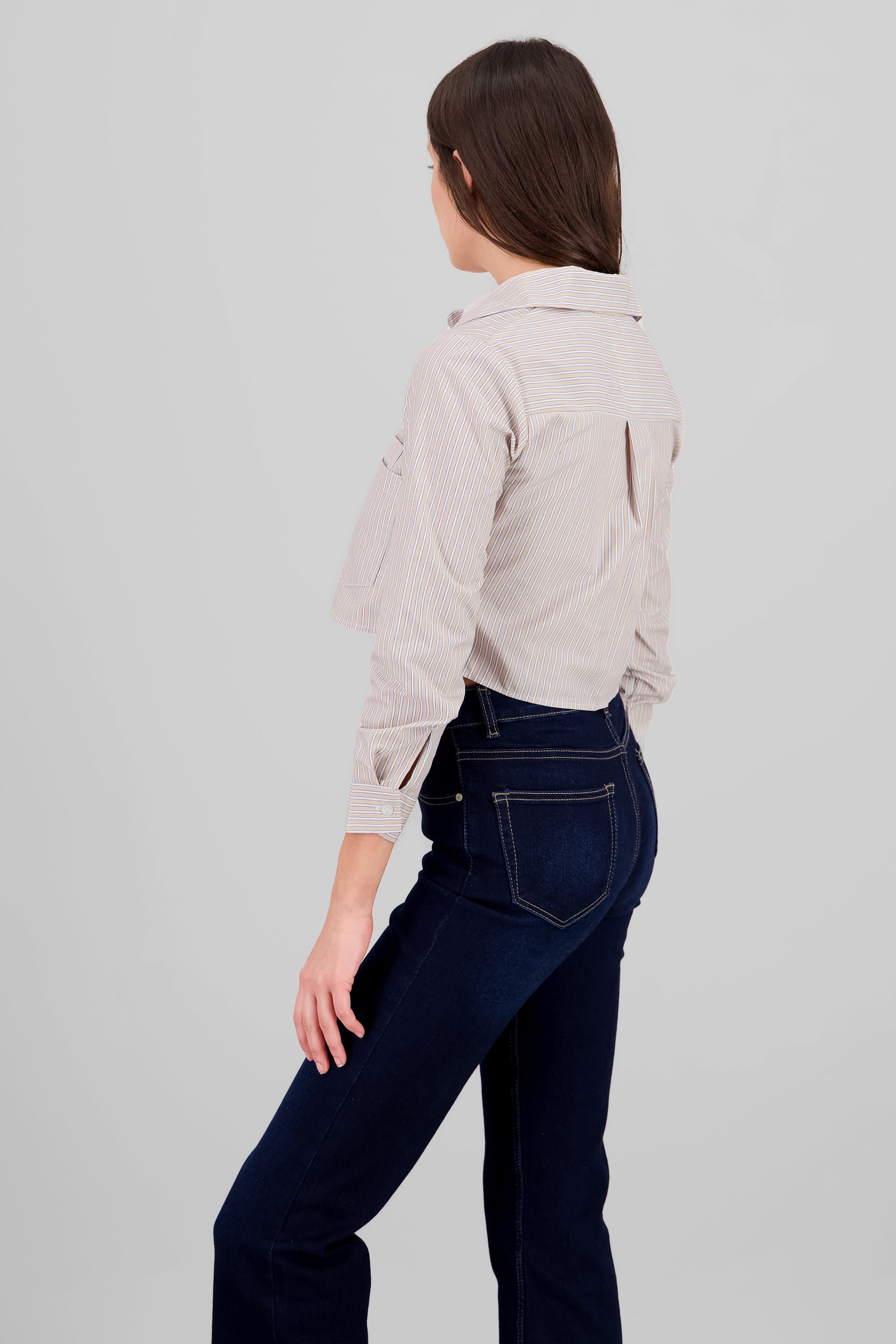 Camisa Crop Doble Bolsillo CREMA