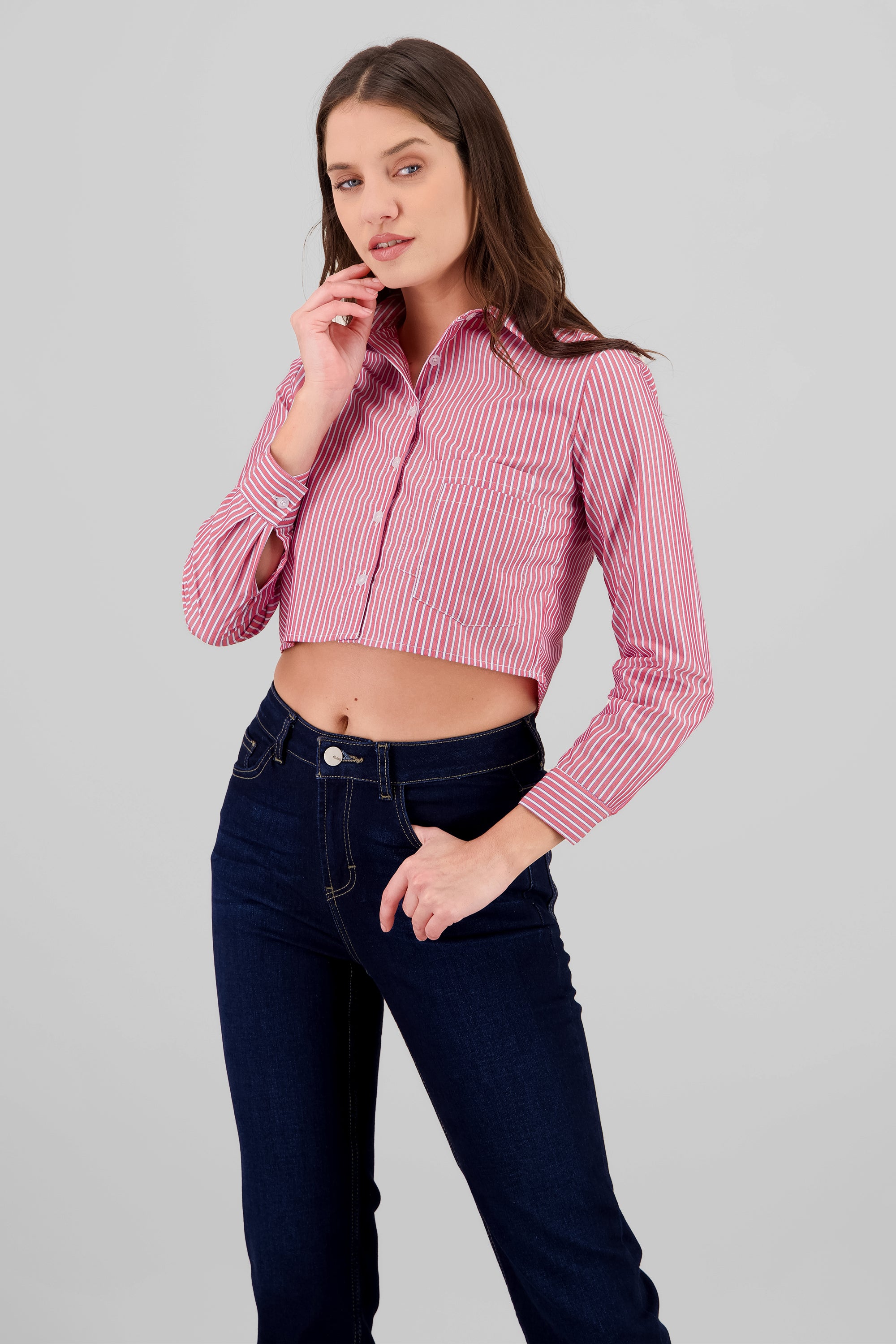 Camisa Crop Doble Bolsillo ROJO AMAPOLA