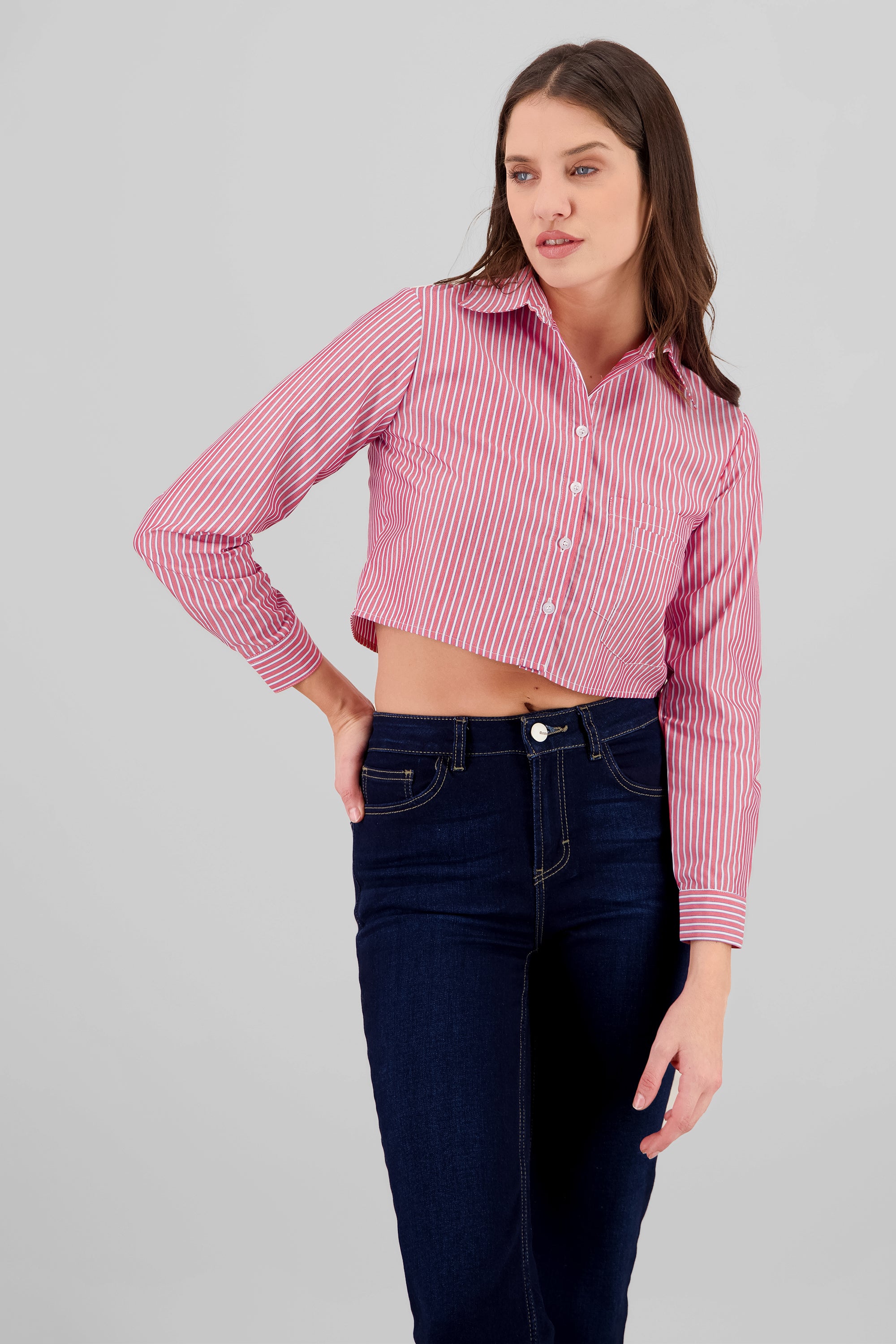 Camisa Crop Doble Bolsillo ROJO AMAPOLA