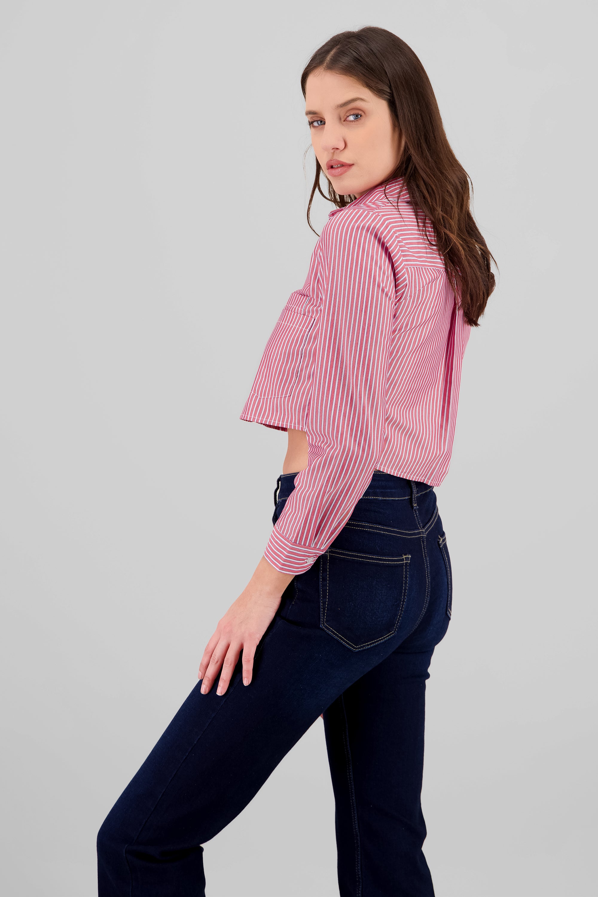 Camisa Crop Doble Bolsillo ROJO AMAPOLA