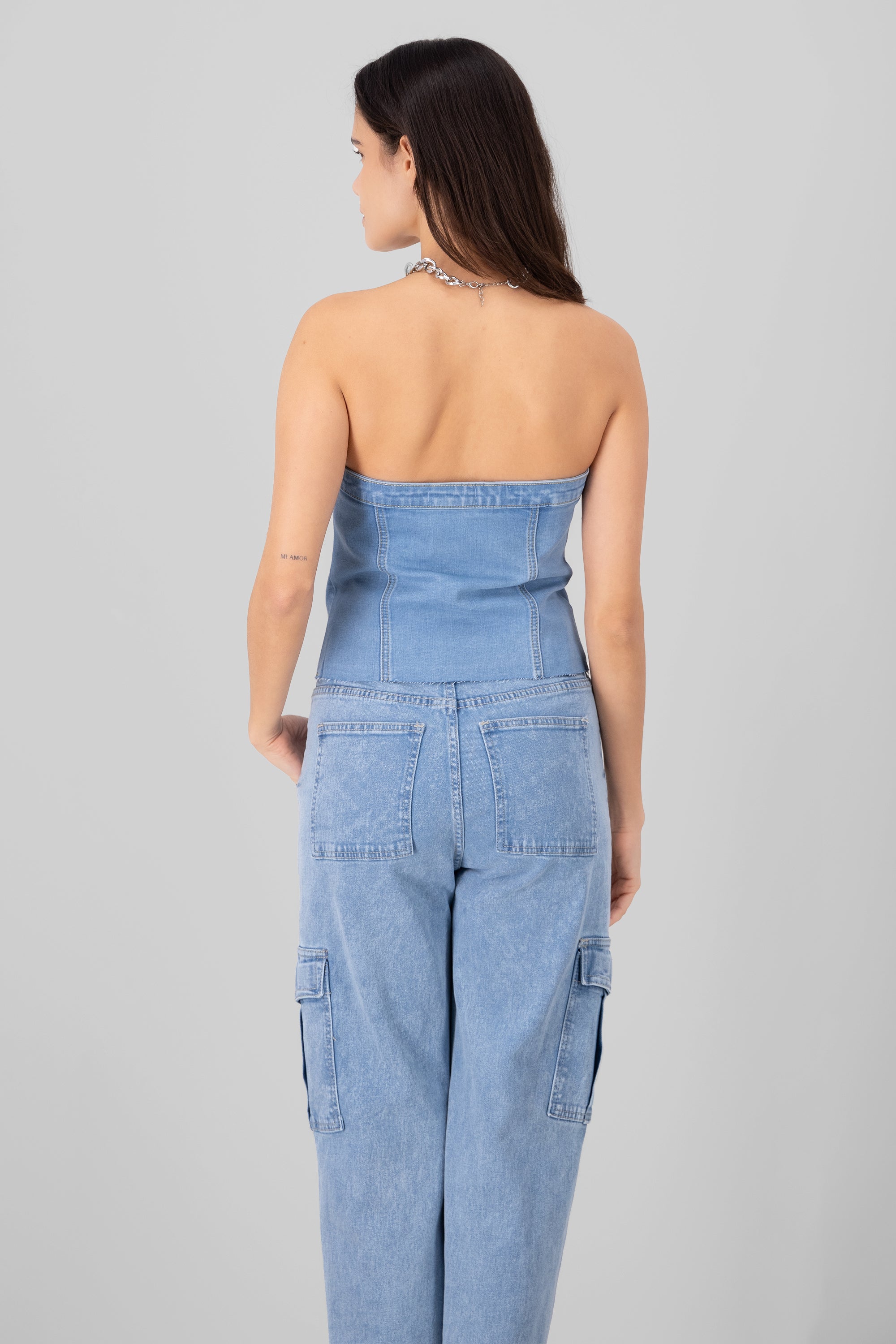 Top Corset Denim Bolsillos LIGHT WASH
