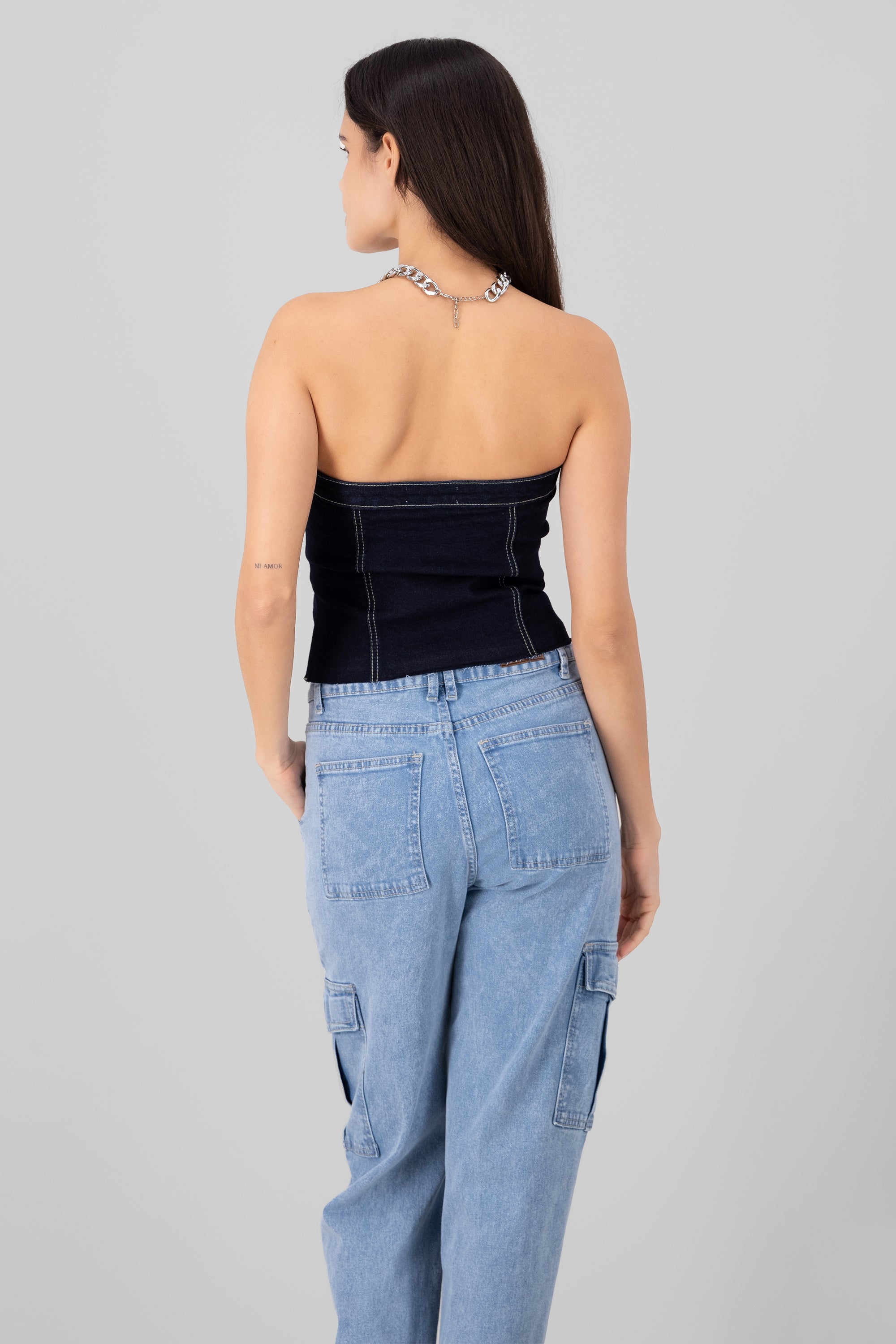 Top Corset Denim Bolsillos DARK WASH