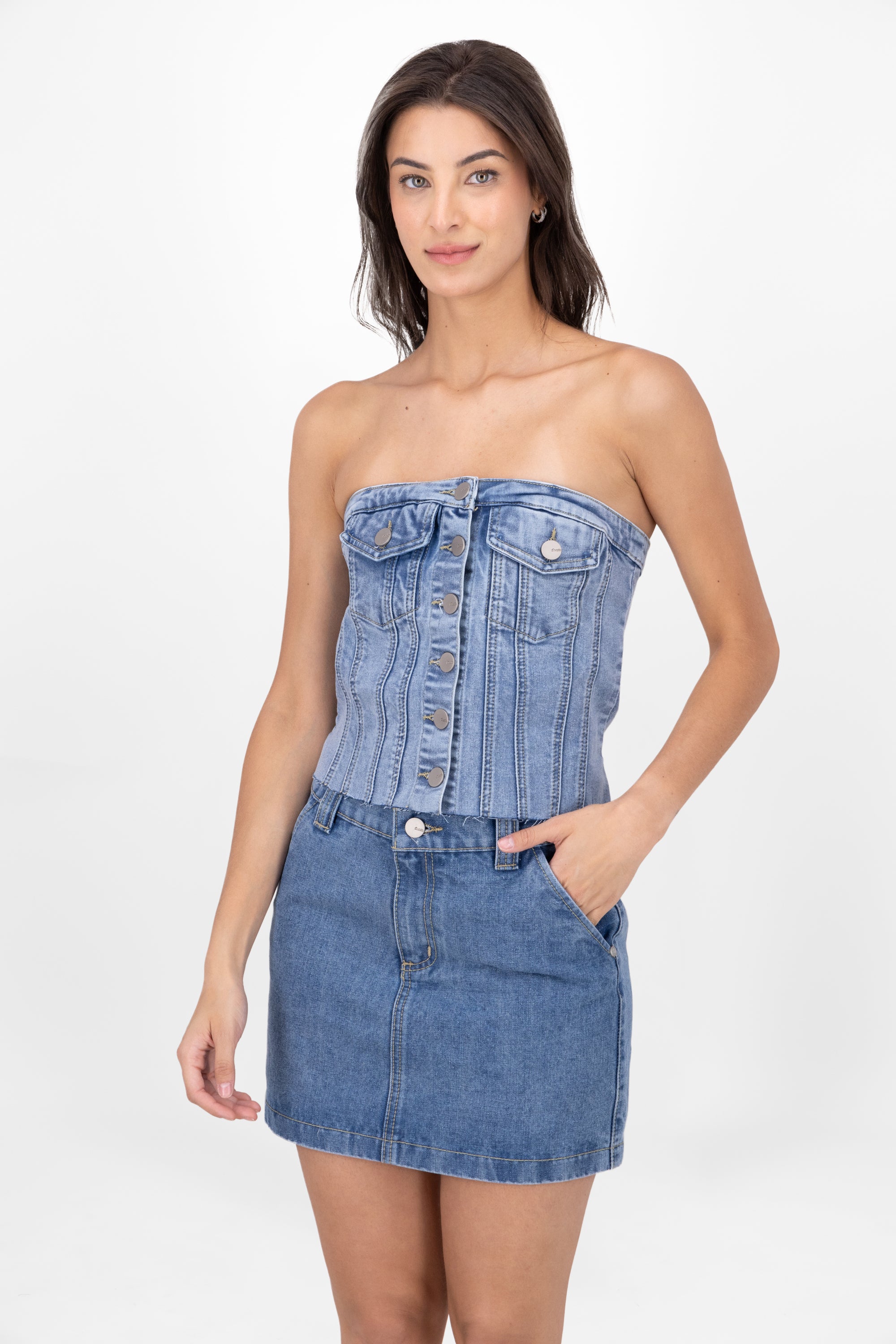 Top Corset Denim Bolsillos ACID LIGHT