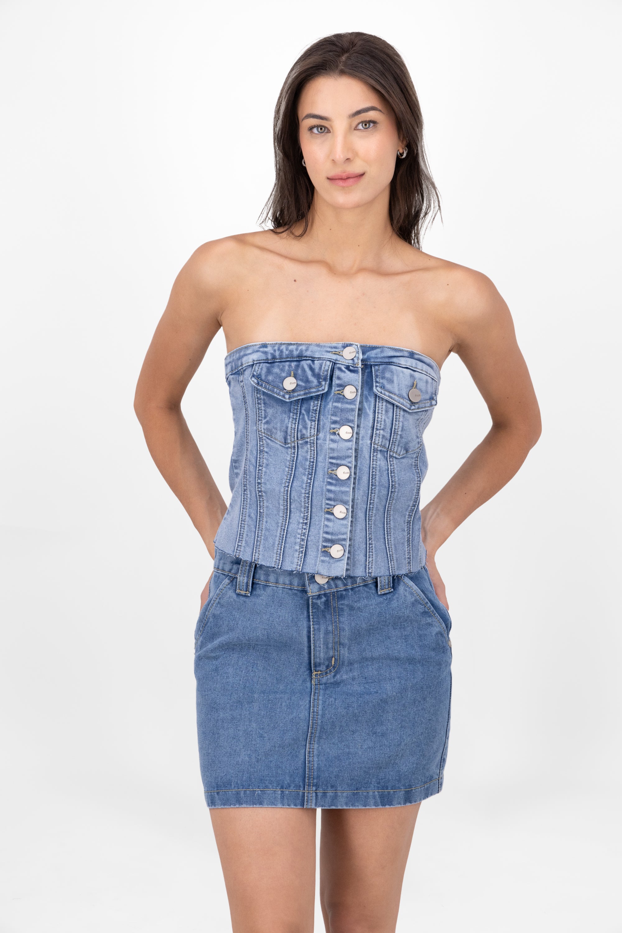 Top Corset Denim Bolsillos ACID LIGHT