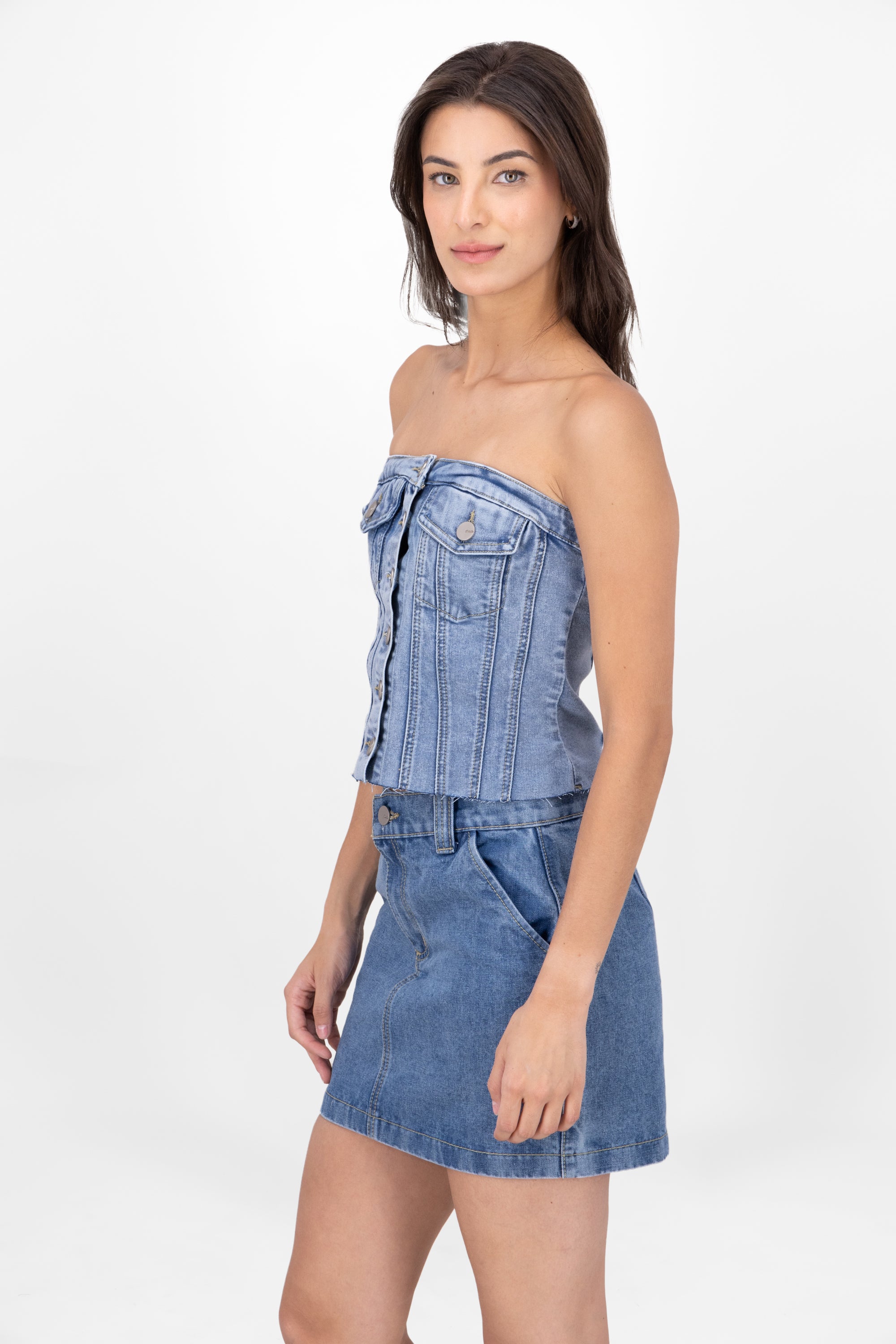 Top Corset Denim Bolsillos ACID LIGHT