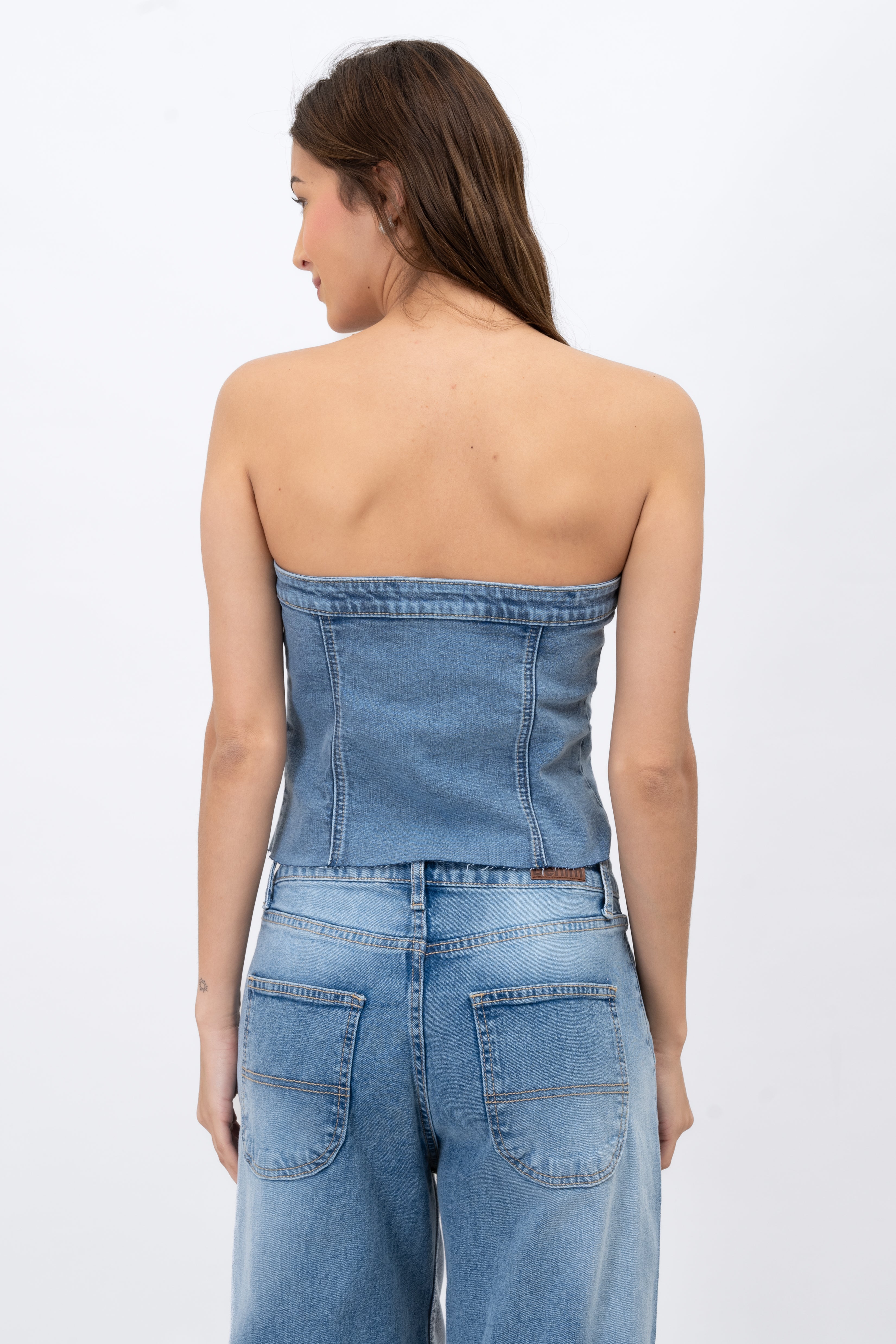 Top Corset Denim Bolsillos ACID MEDIO