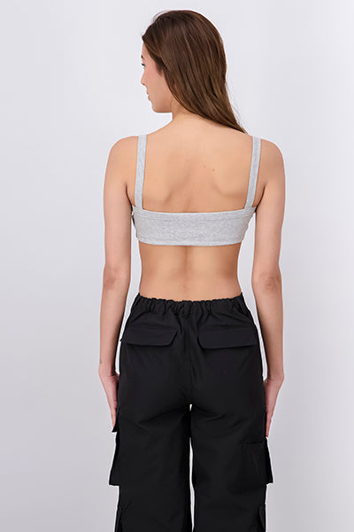 Top crop rib tirantes GRIS