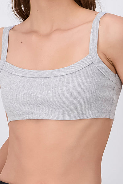 Top crop rib tirantes GRIS