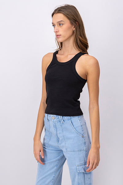 Top cuello halter rib NEGRO