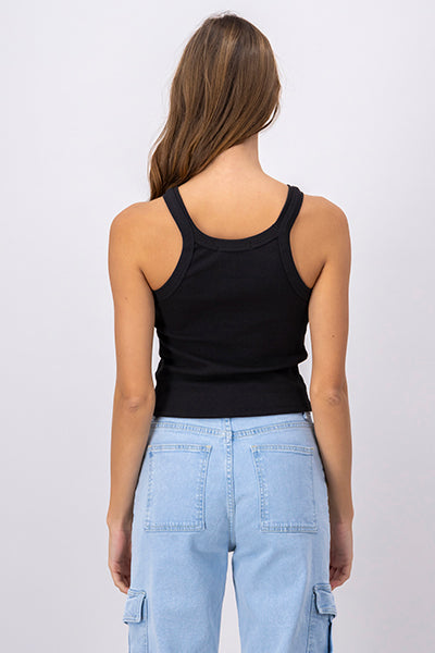 Top cuello halter rib NEGRO