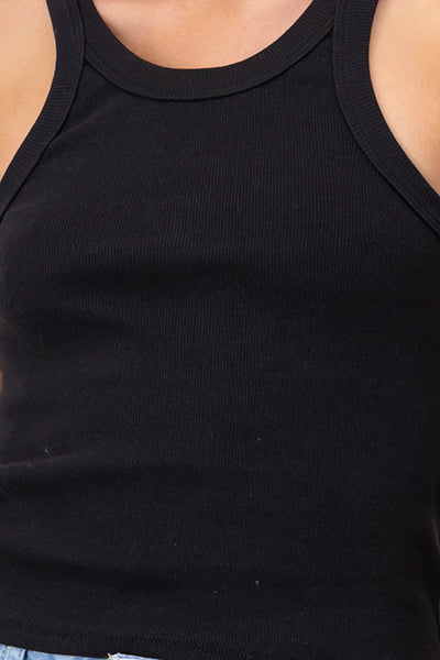 Top cuello halter rib NEGRO