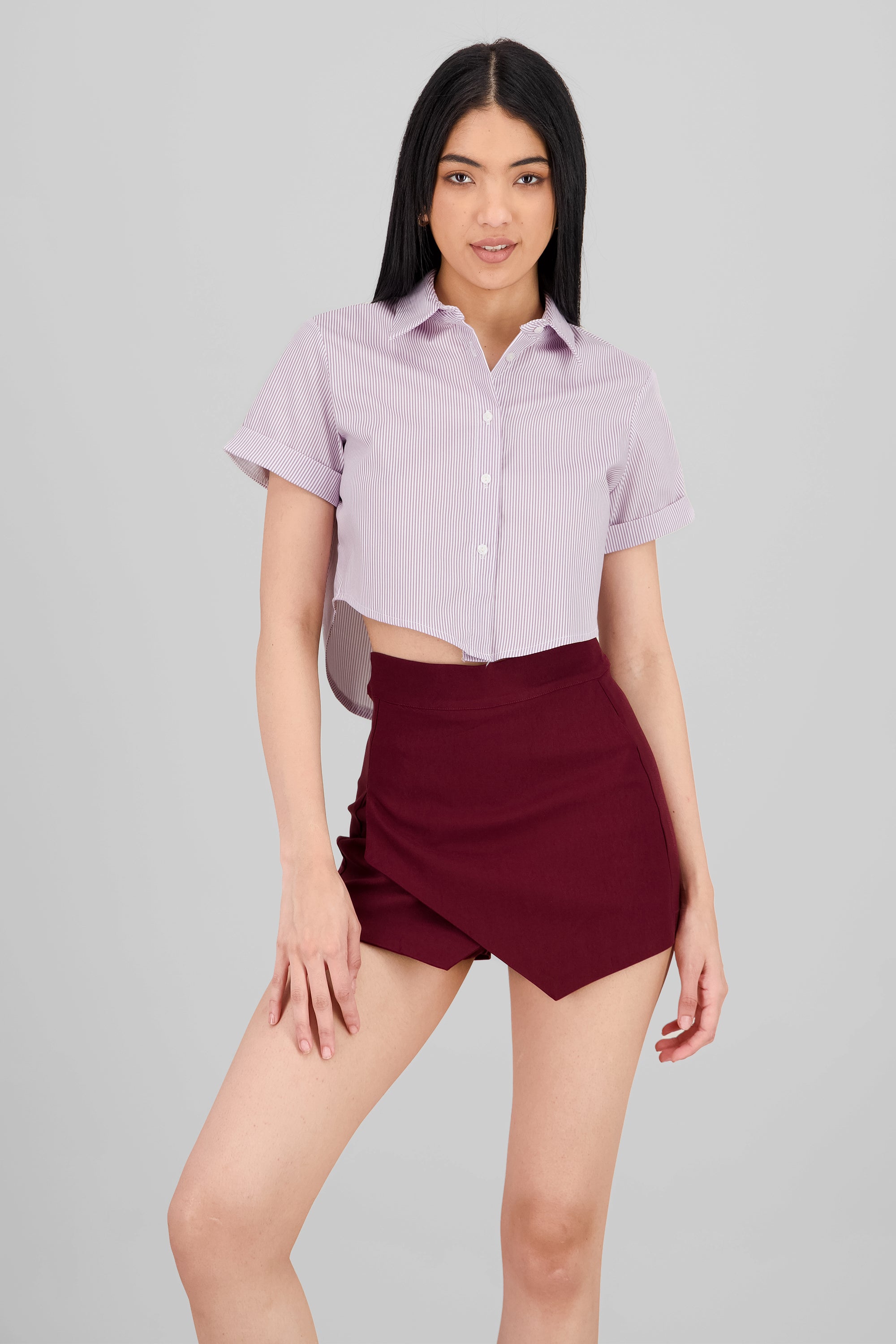 Camisa crop manga corta LILA