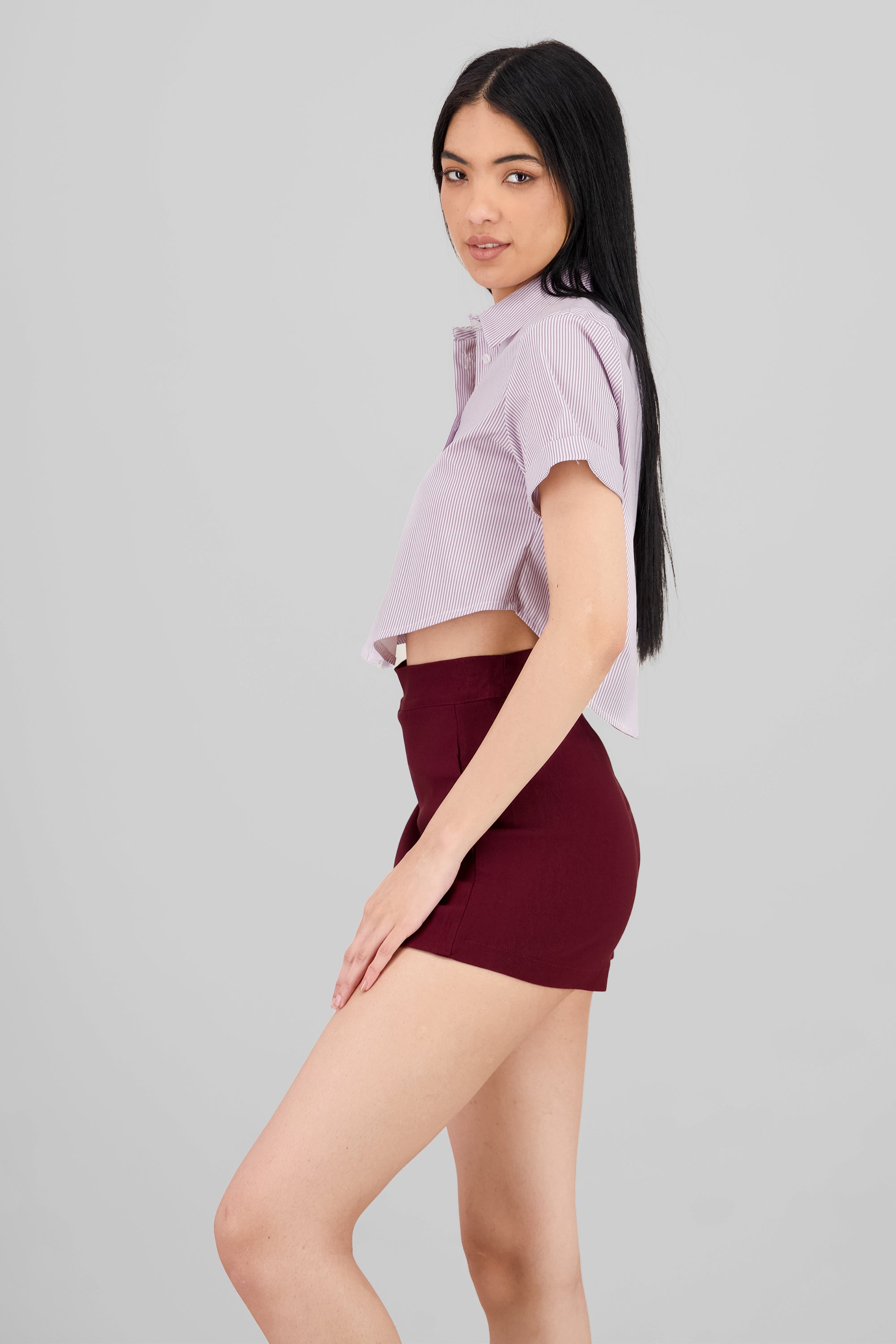 Camisa crop manga corta LILA