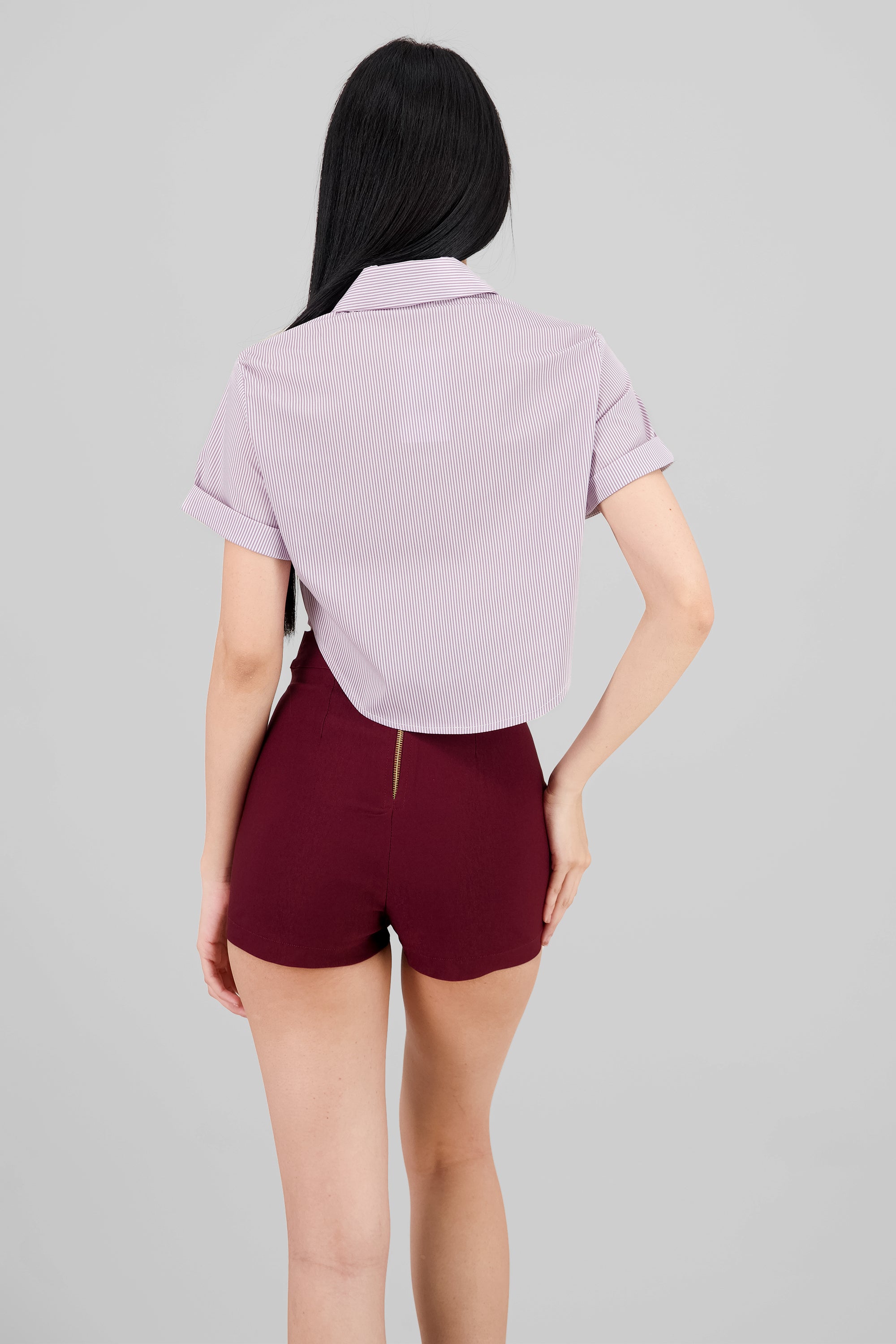 Camisa crop manga corta LILA
