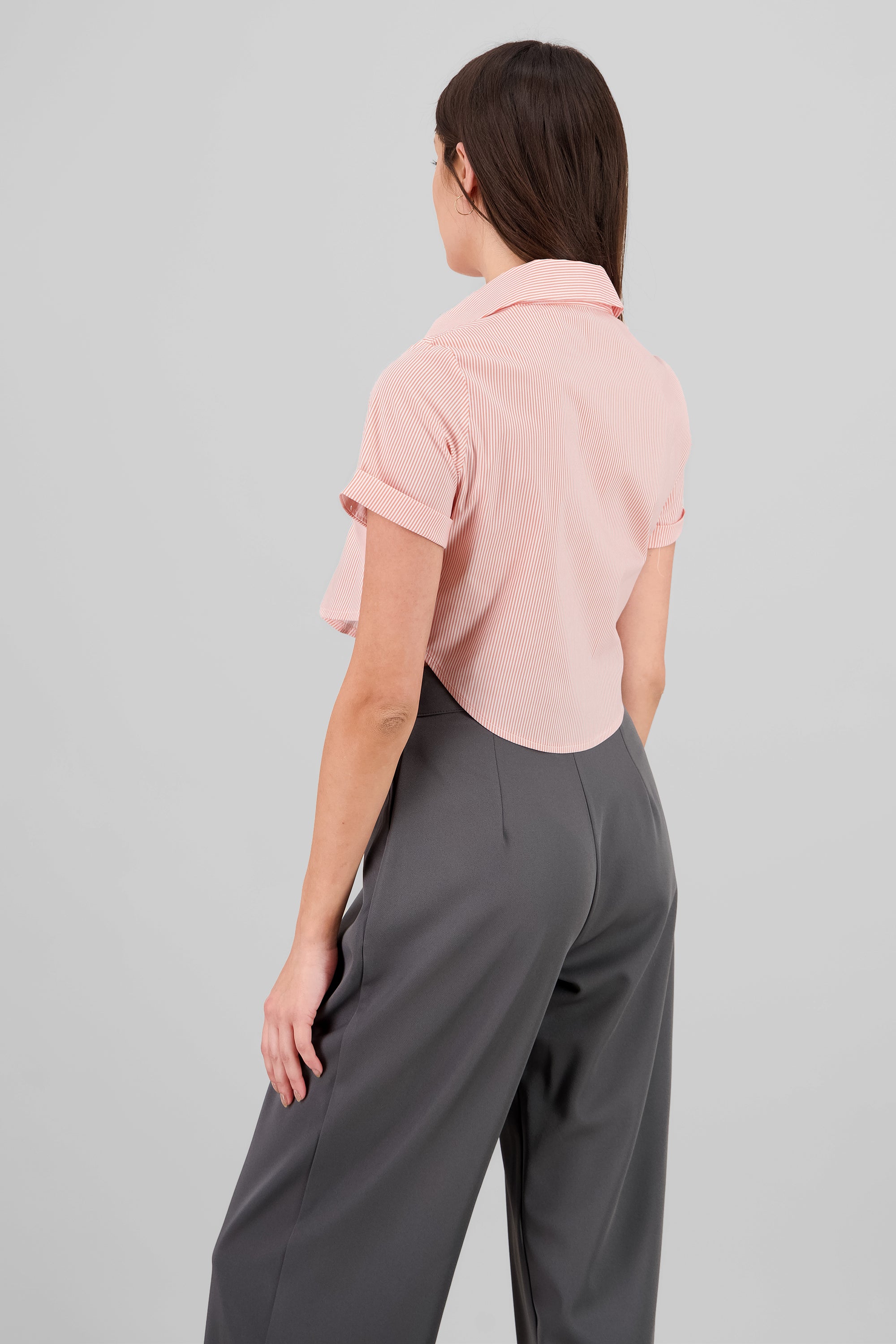 Camisa crop manga corta DURAZNO