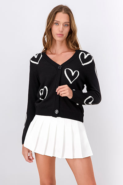 Cardigan hearts buttons Black Combo