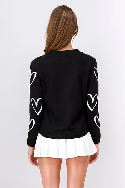 Cardigan hearts buttons Black Combo