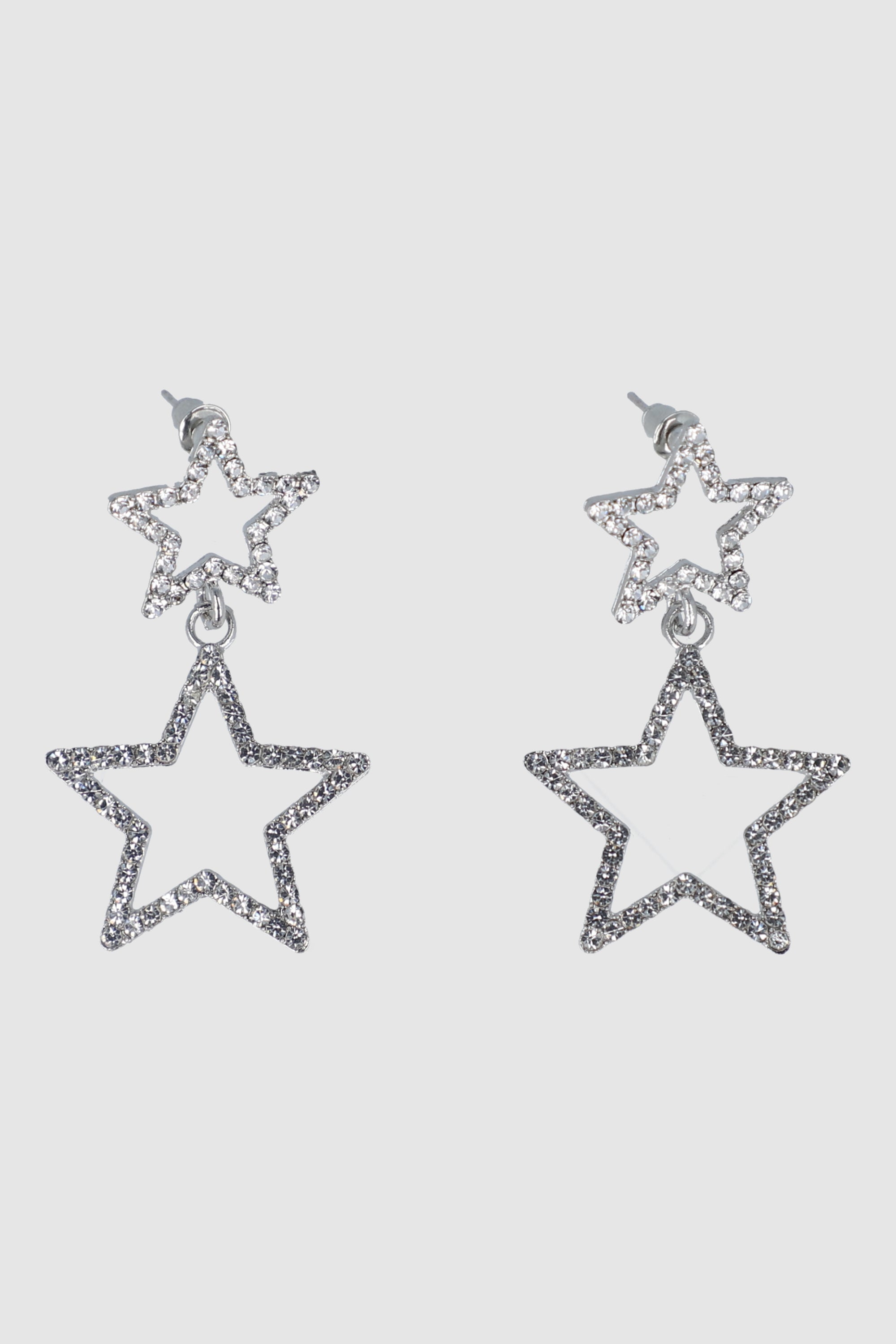 Star -stars with glitter earrings SILVER