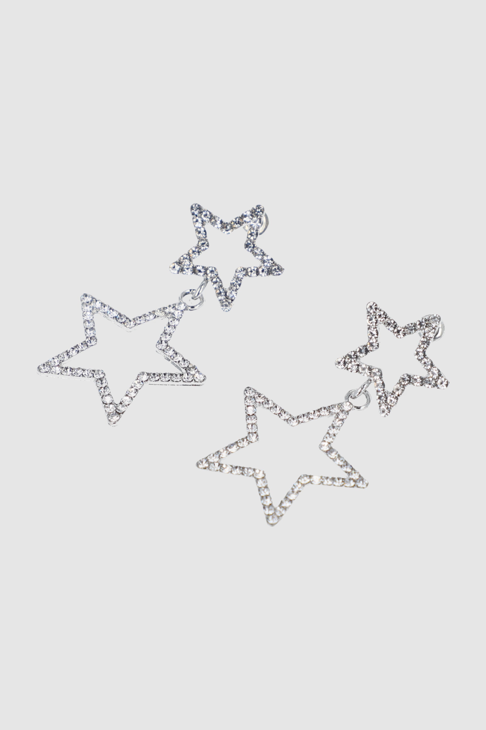 Star -stars with glitter earrings SILVER