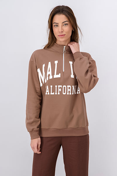 Maliby stamped closing sweatshirt BEIGE