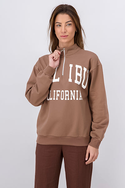 Maliby stamped closing sweatshirt BEIGE