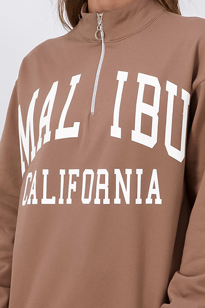 Maliby stamped closing sweatshirt BEIGE