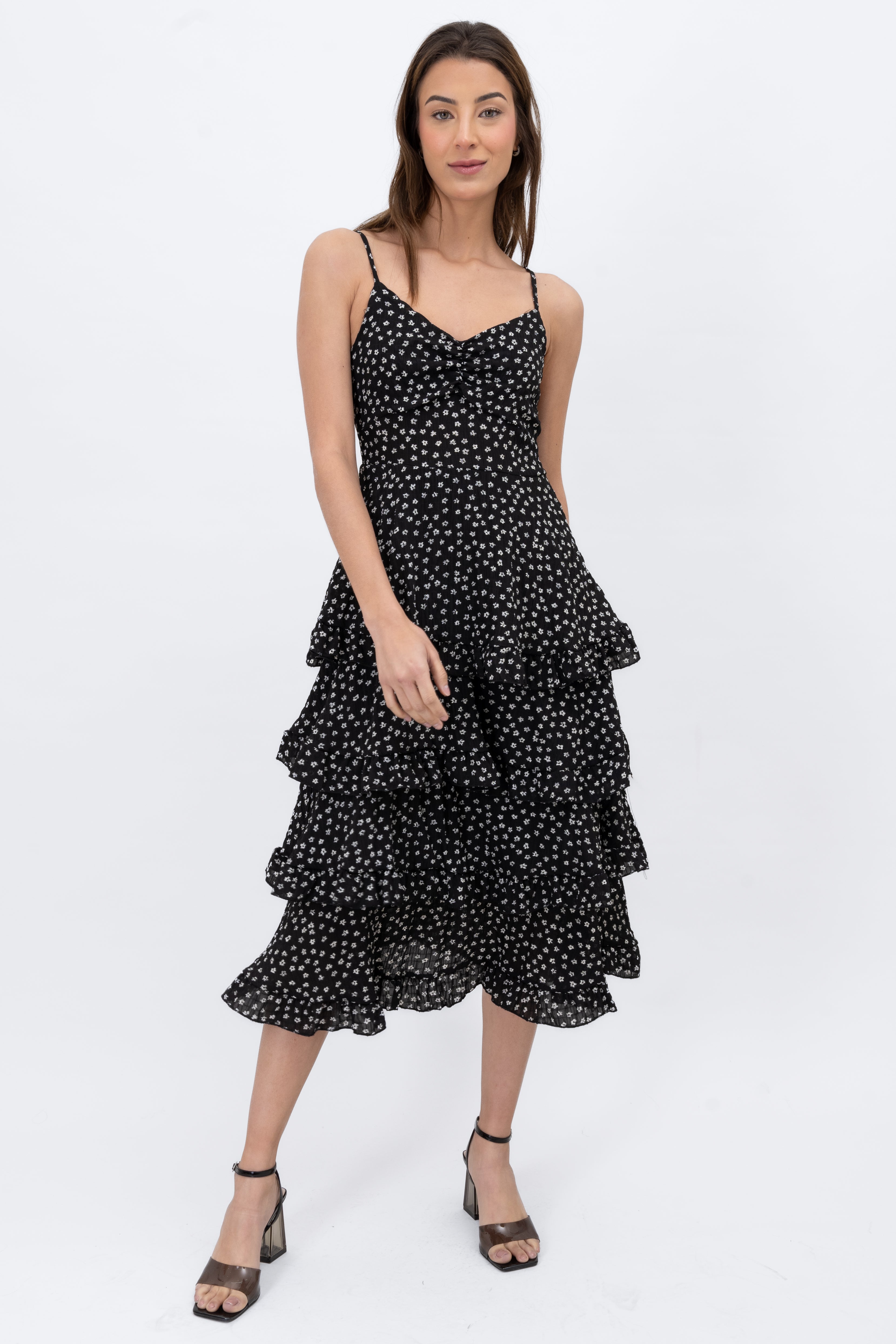 Maxi Dress Olanes Flores Black Combo