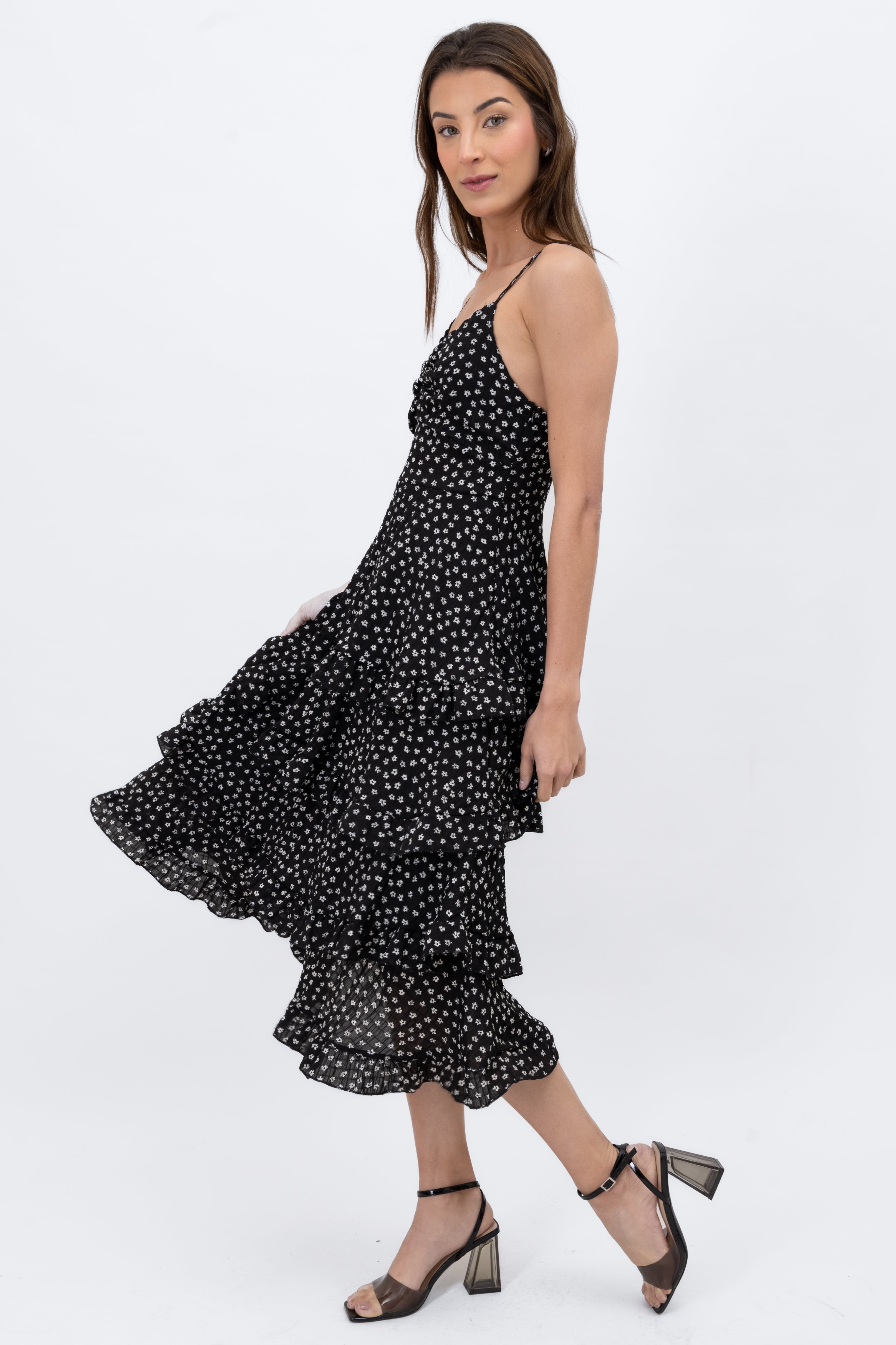 Maxi Dress Olanes Flores Black Combo