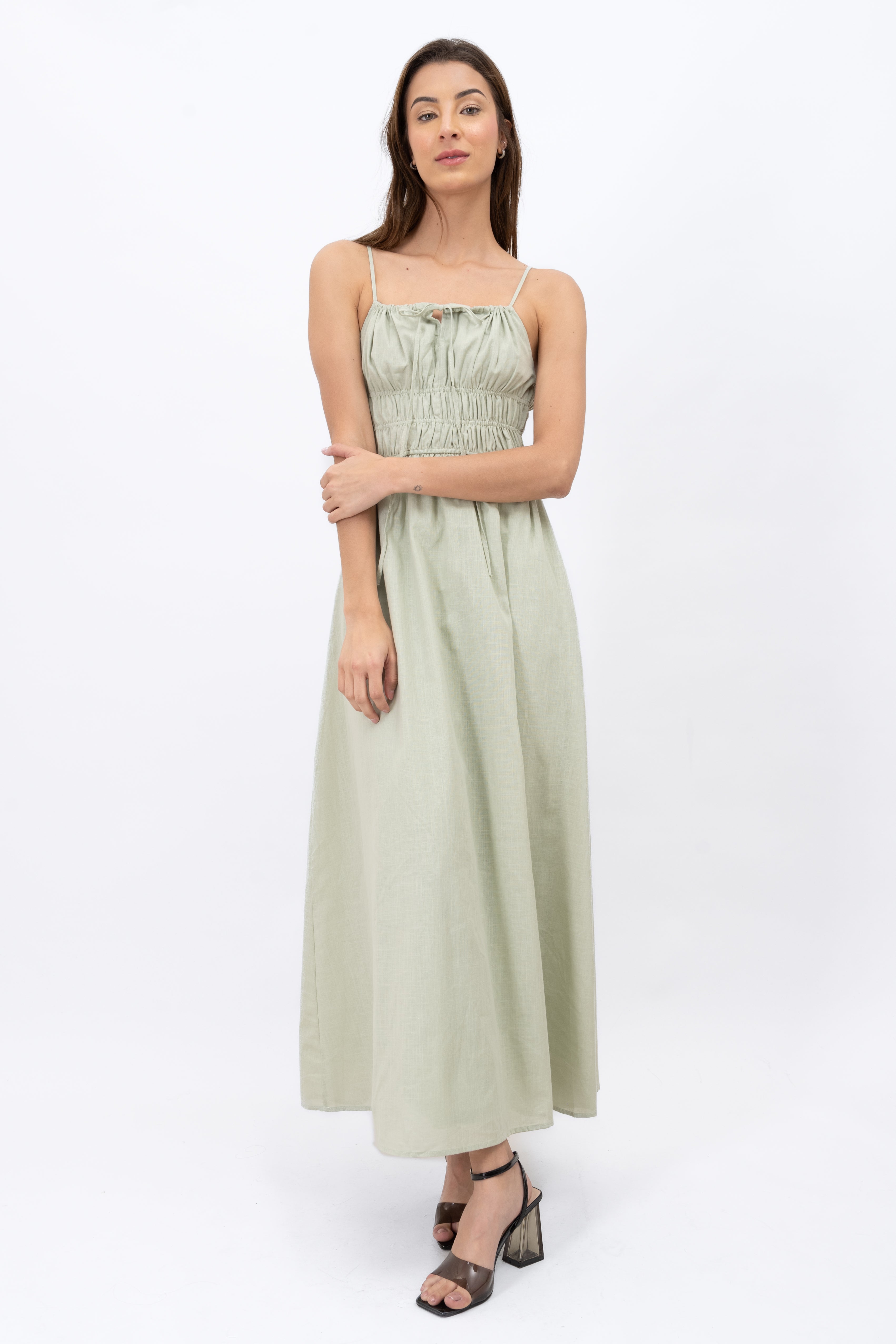 Maxi dress smooth straps Sage