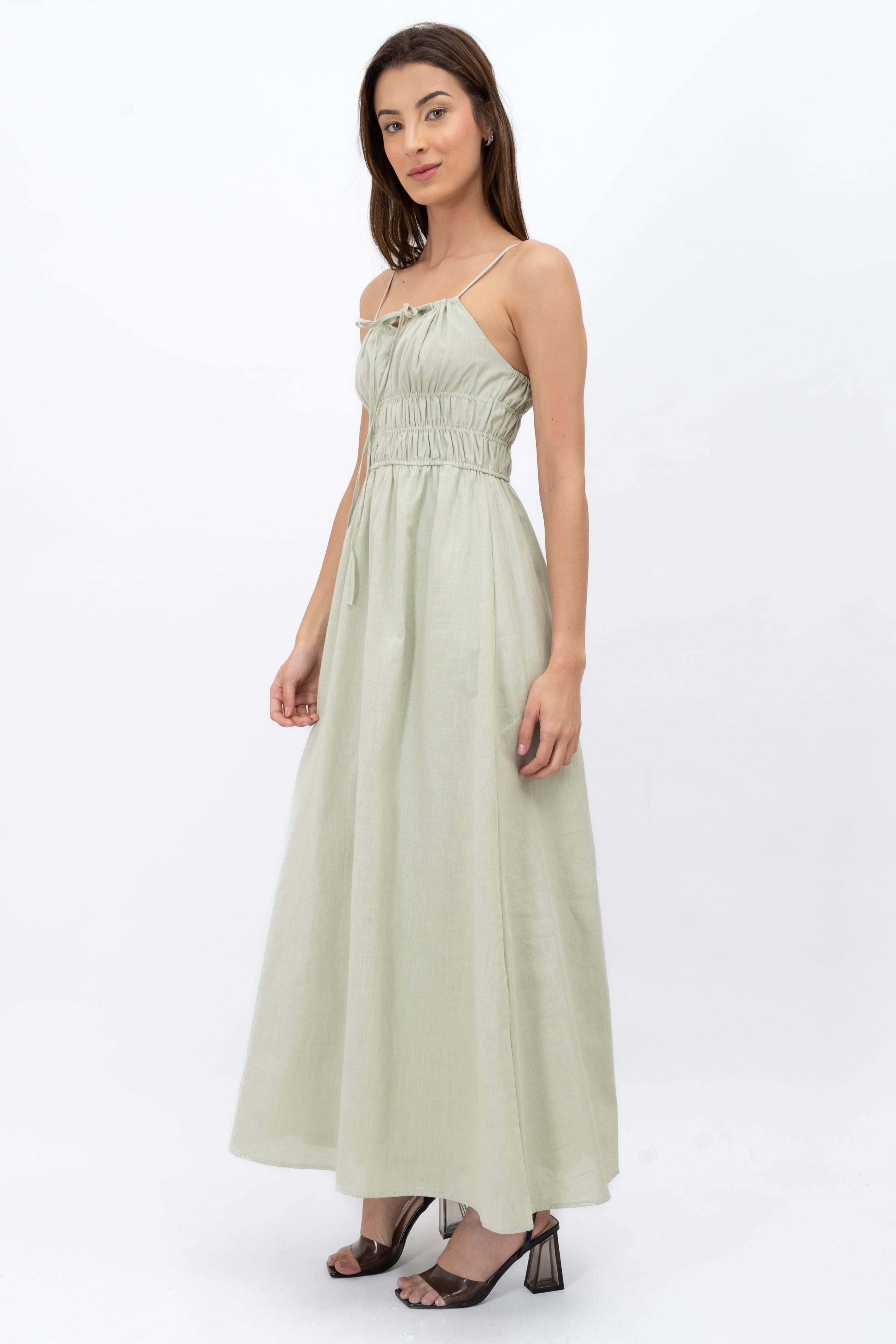 Maxi dress smooth straps Sage