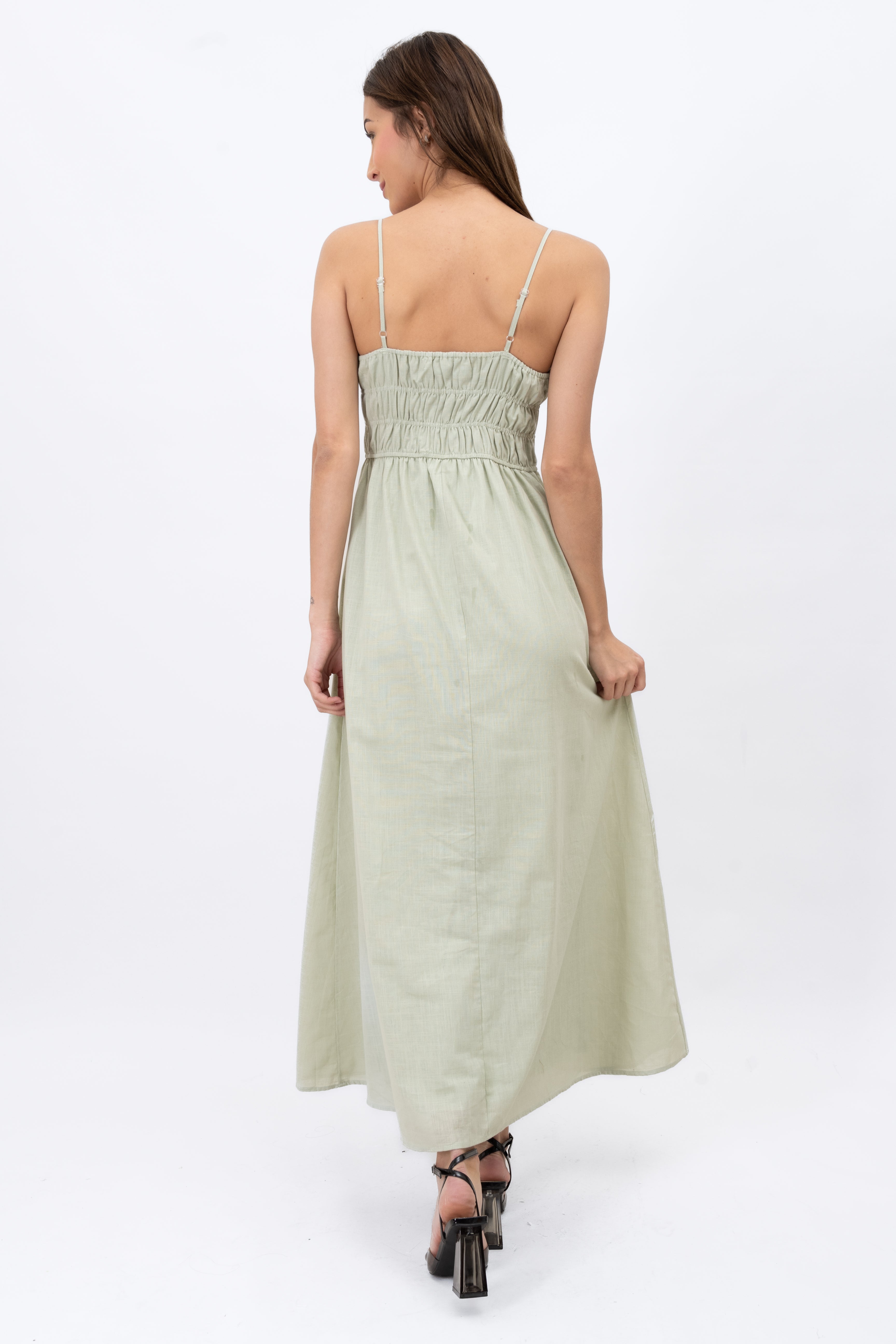 Maxi dress smooth straps Sage