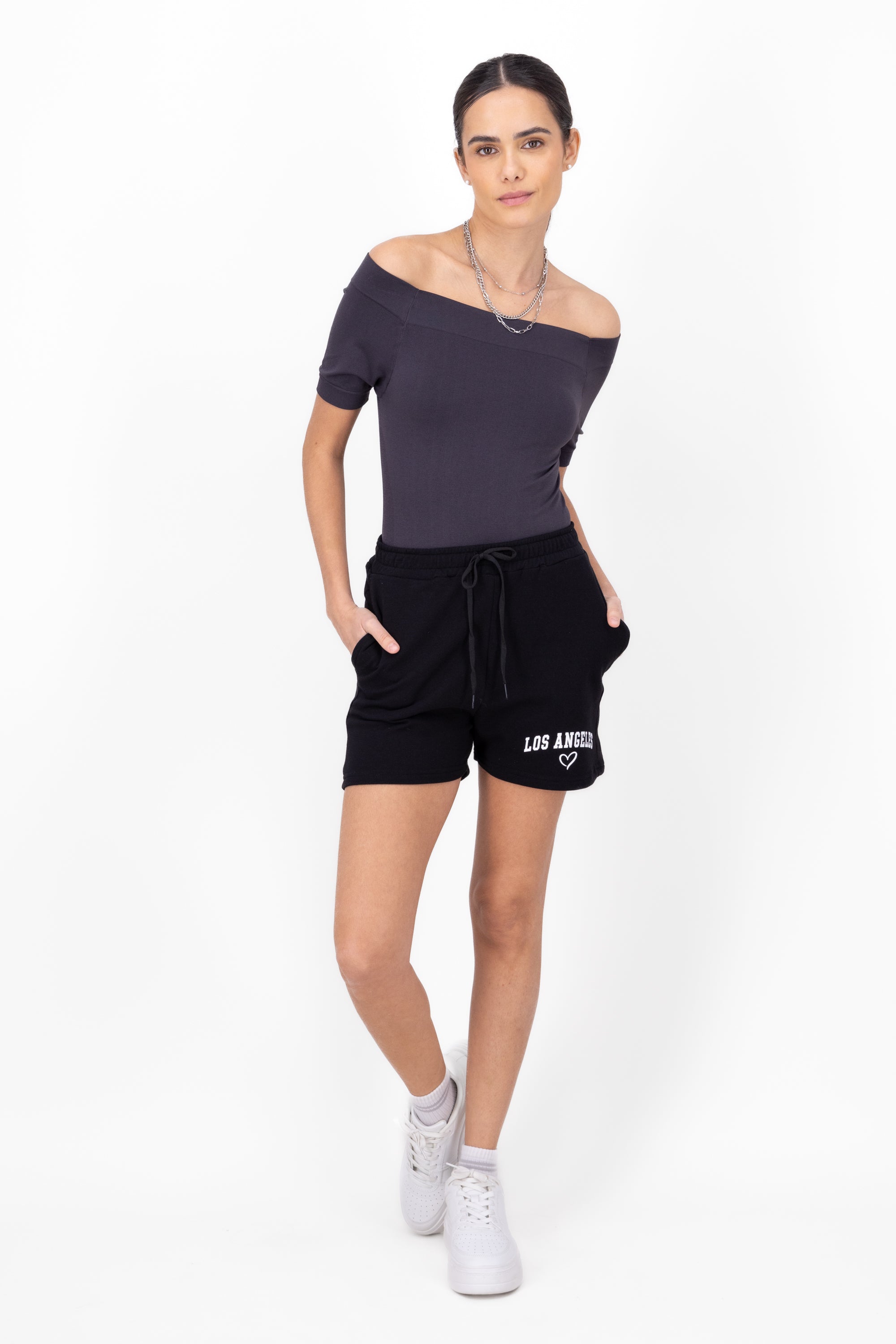 Short estampado Los Ángeles NEGRO