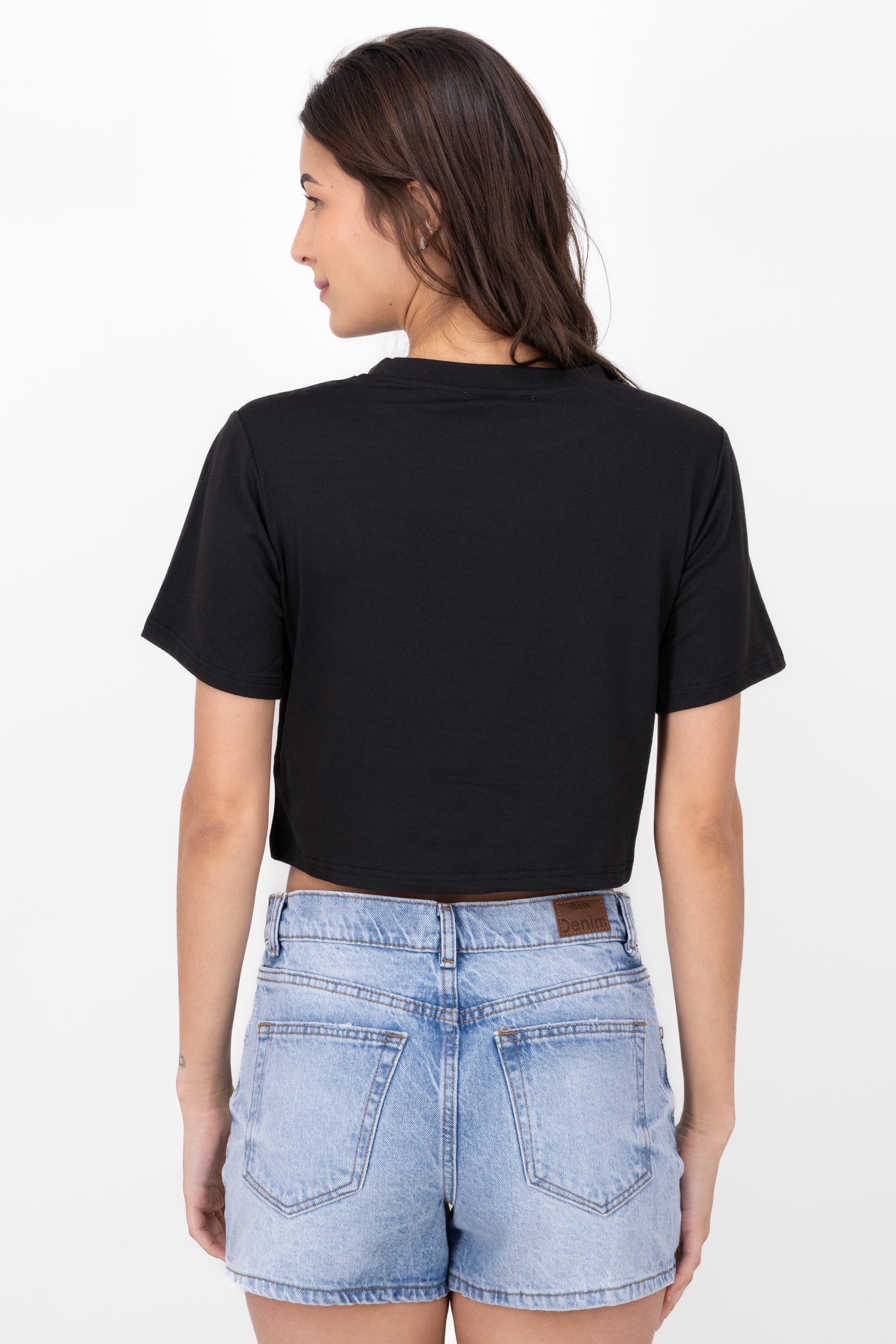 Playera Crop Nueva York NEGRO COMBO