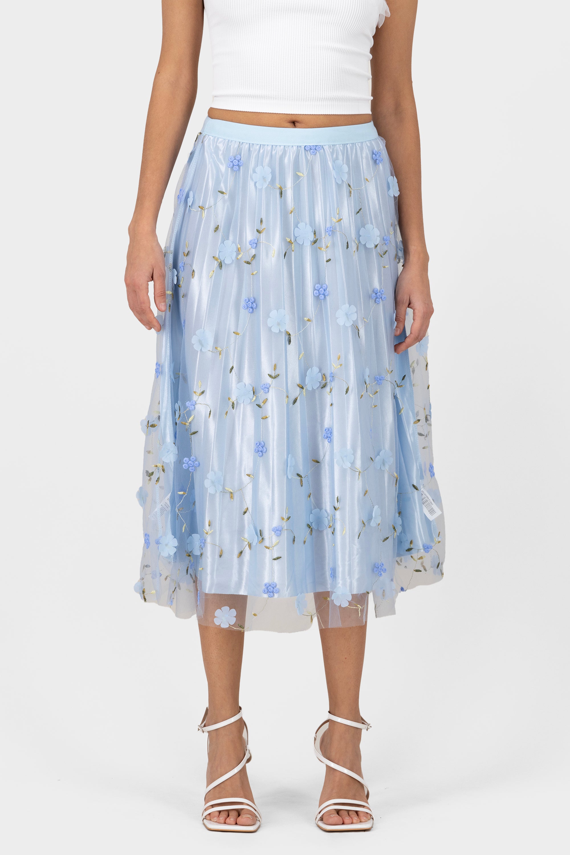 Midi Mesh Flores skirt Combo blue