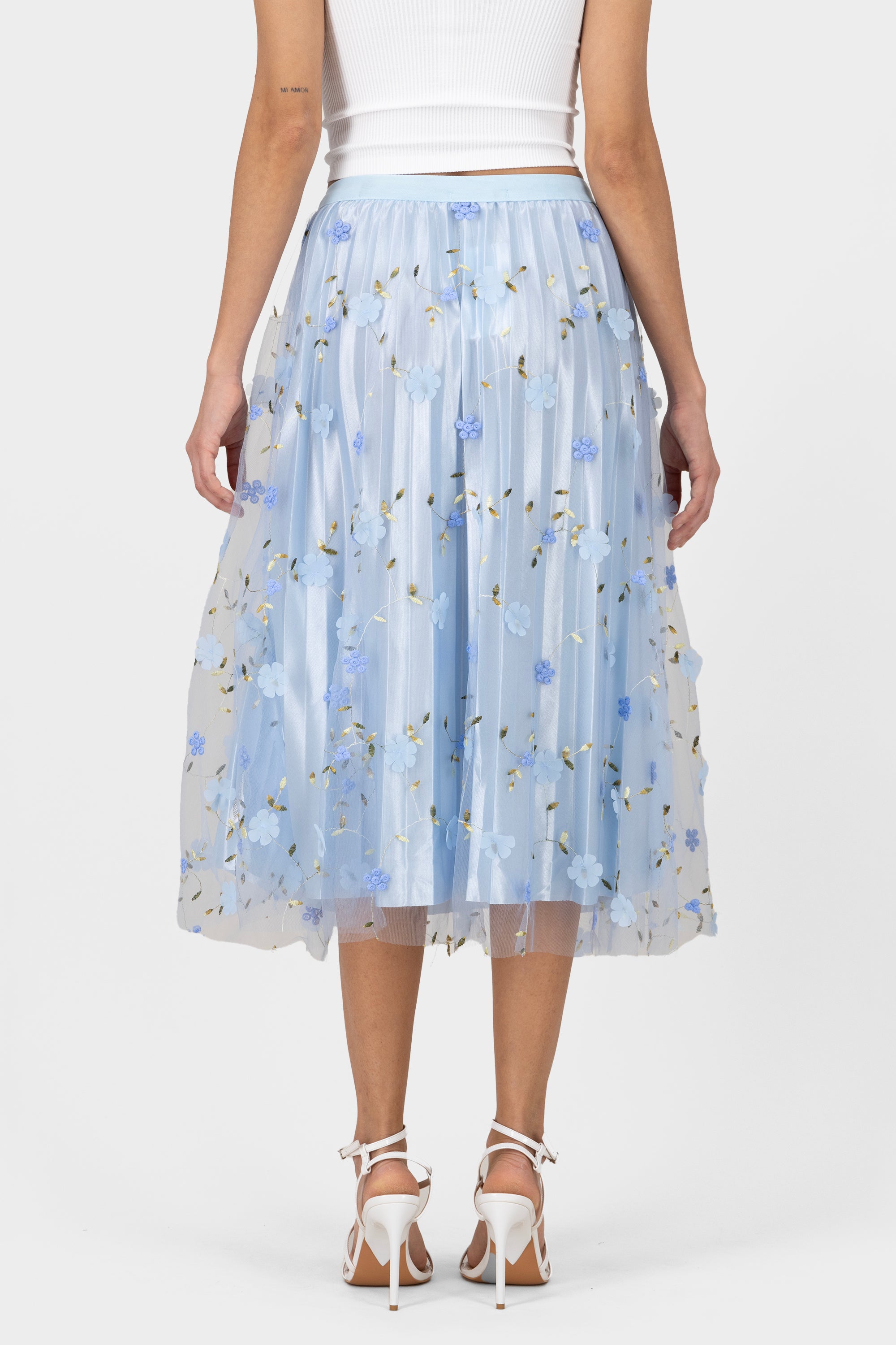Midi Mesh Flores skirt Combo blue