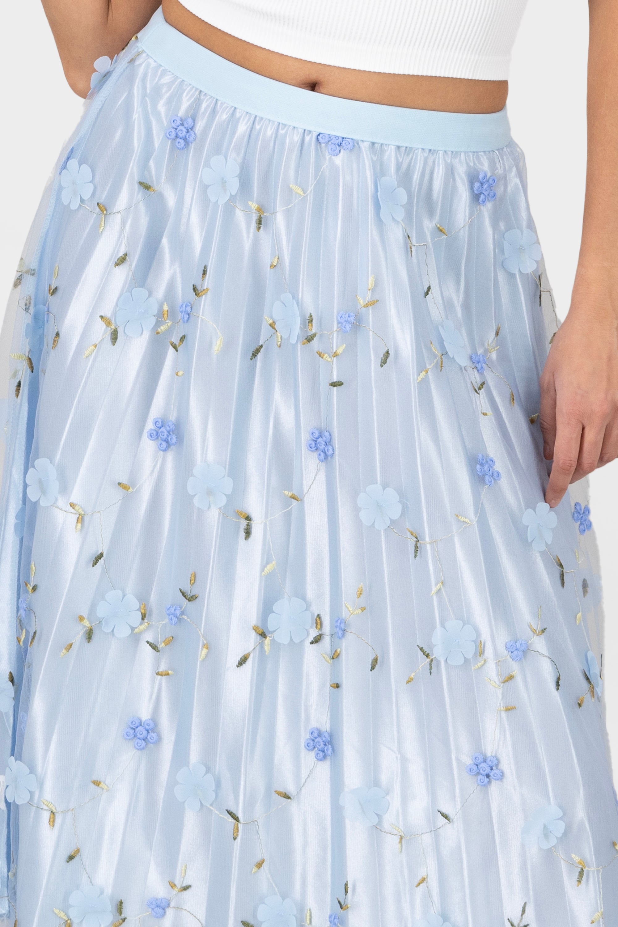 Midi Mesh Flores skirt Combo blue