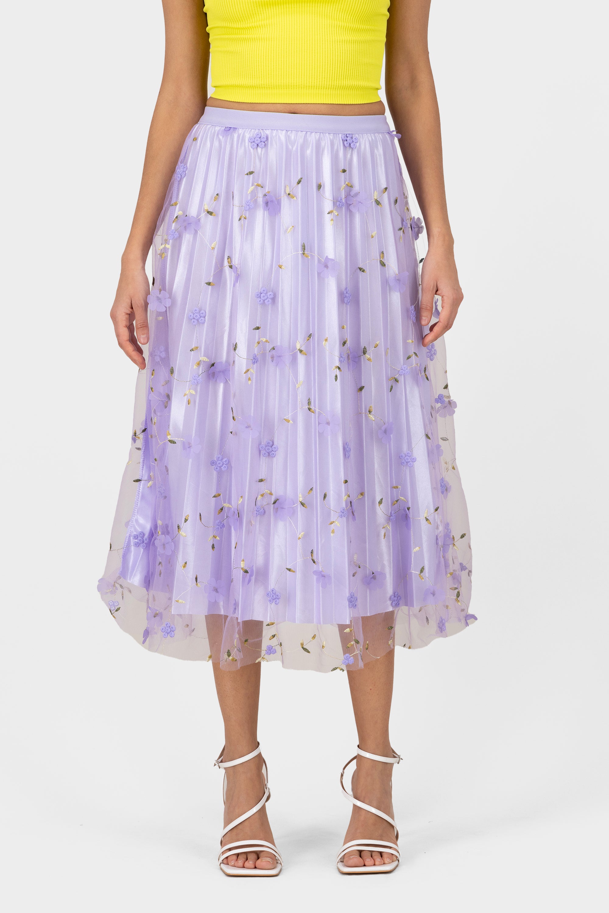 Midi Mesh Flores skirt LILAC