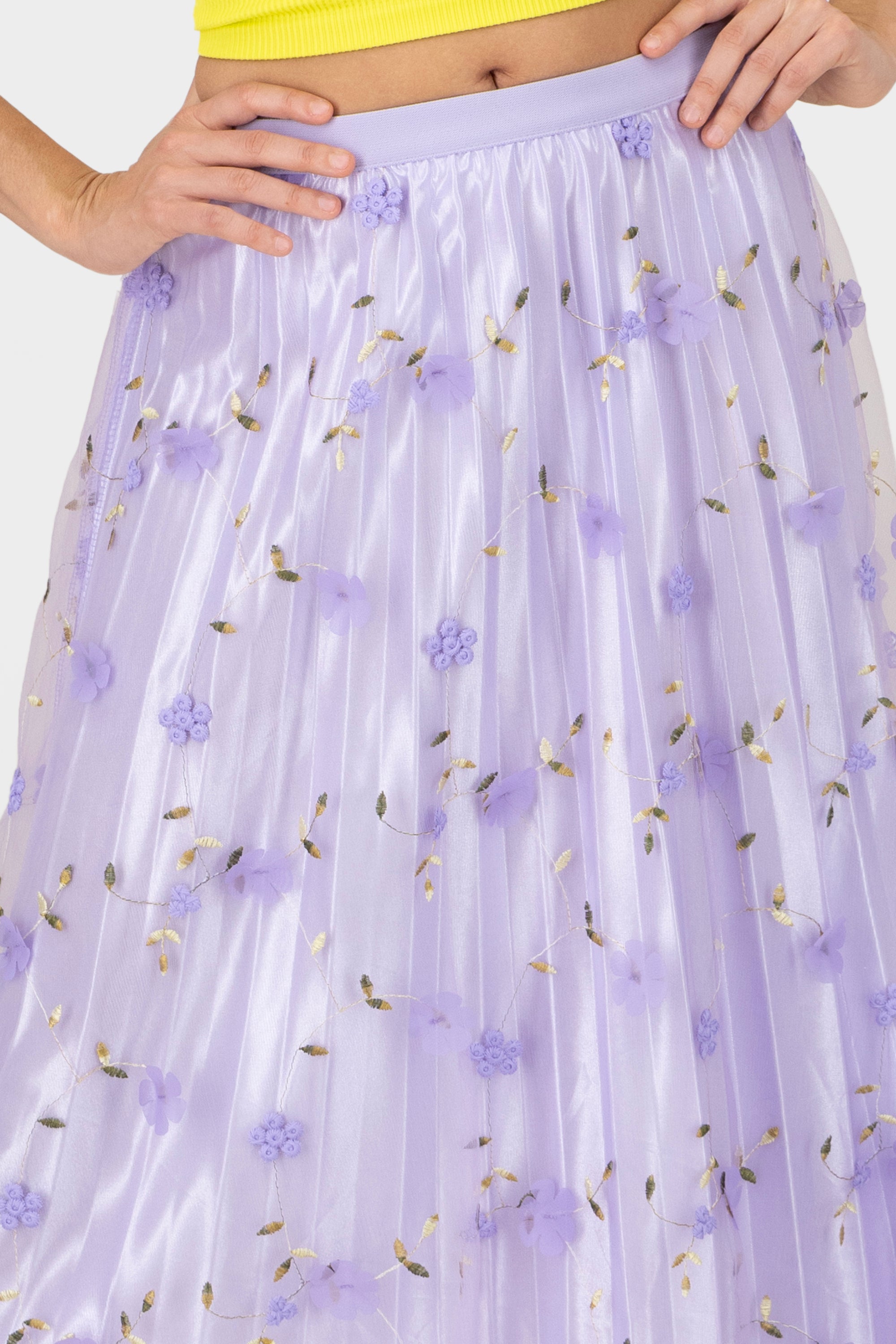 Midi Mesh Flores skirt LILAC