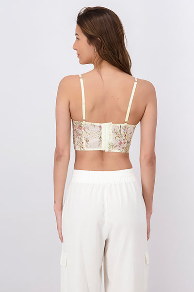 Top Crop Bustier Floreado HUESO COMBO