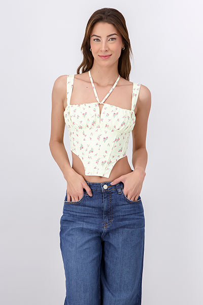 Top bustier flores mini AMARILLO PASTEL