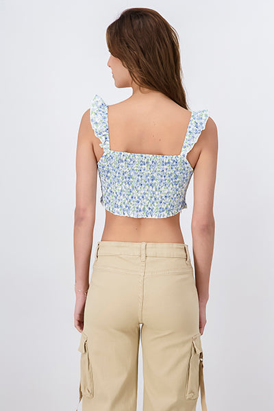 Top crop copas flores AZUL