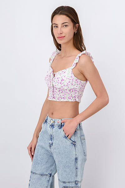 Top crop copas flores LILA