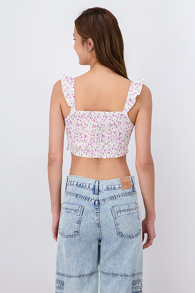Top crop copas flores LILA