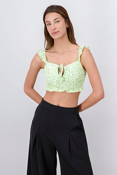 Top crop copas flores VERDE