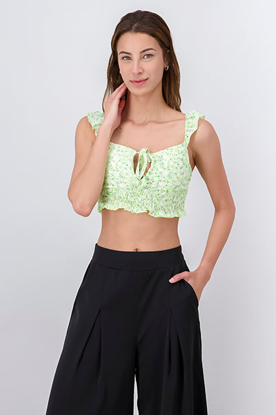 Top crop copas flores VERDE
