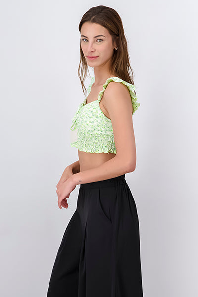 Top crop copas flores VERDE
