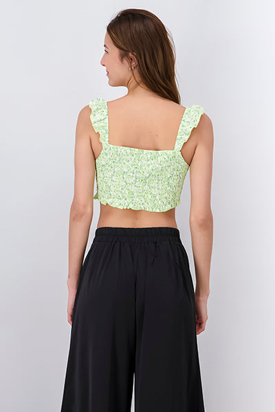 Top crop copas flores VERDE