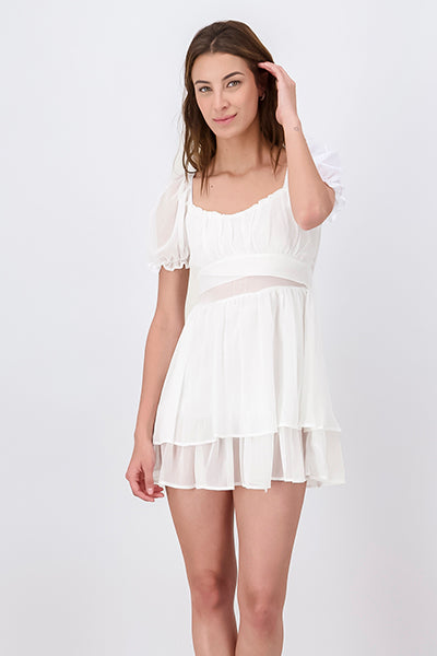 Powed mini dress WHITE