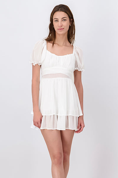 Powed mini dress WHITE